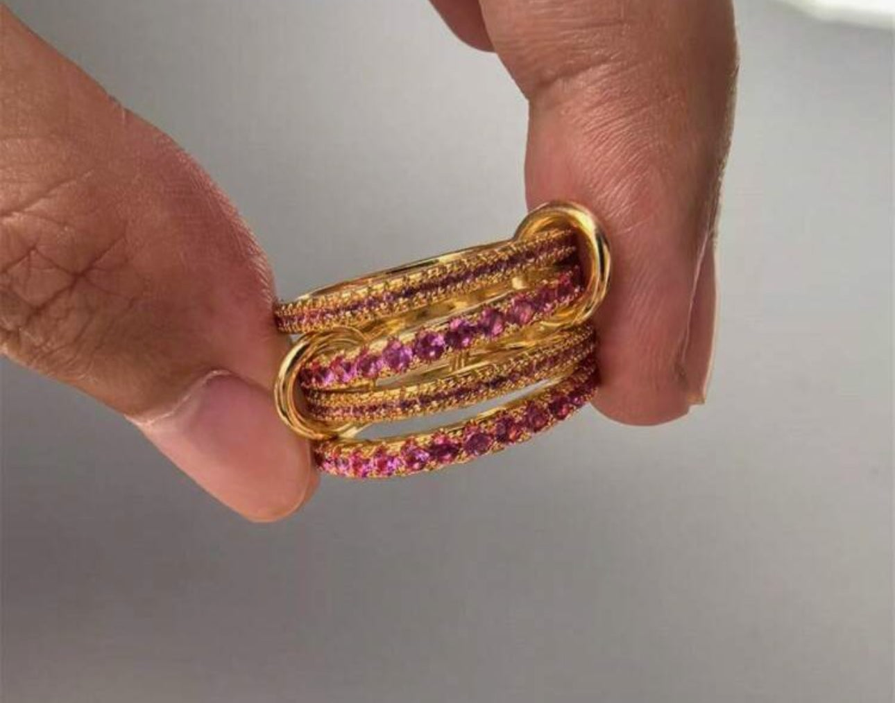 Stainless steel ring 4 layer pink size 8