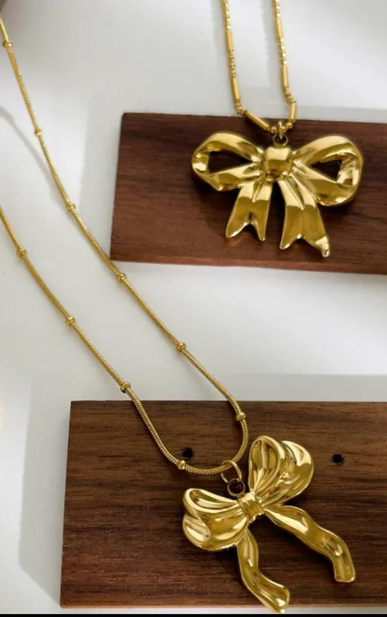 Bow knot 316 stainless steel necklace