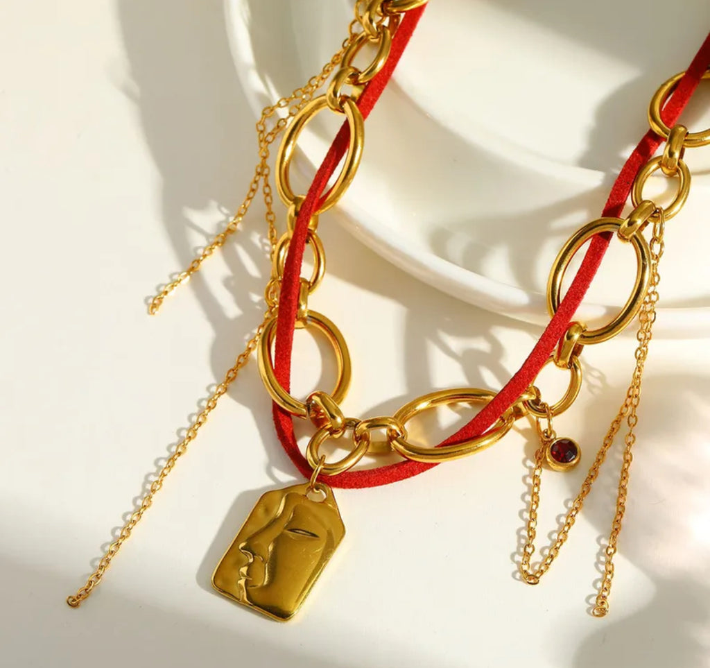 Romantic artistic stainless steel 18K red