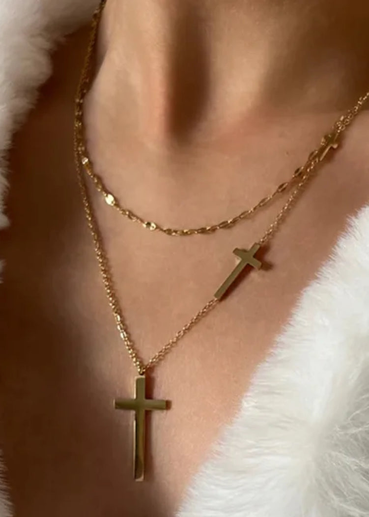 Pvd coated real gold plated 18K gold cross 304 stainless steel