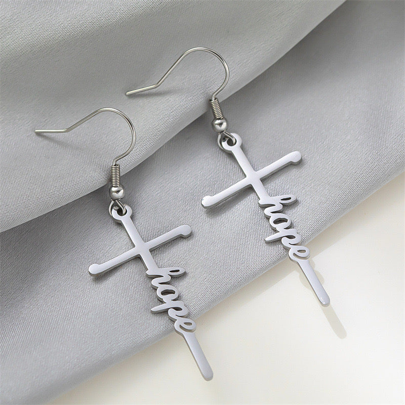 Earring cross hope silver