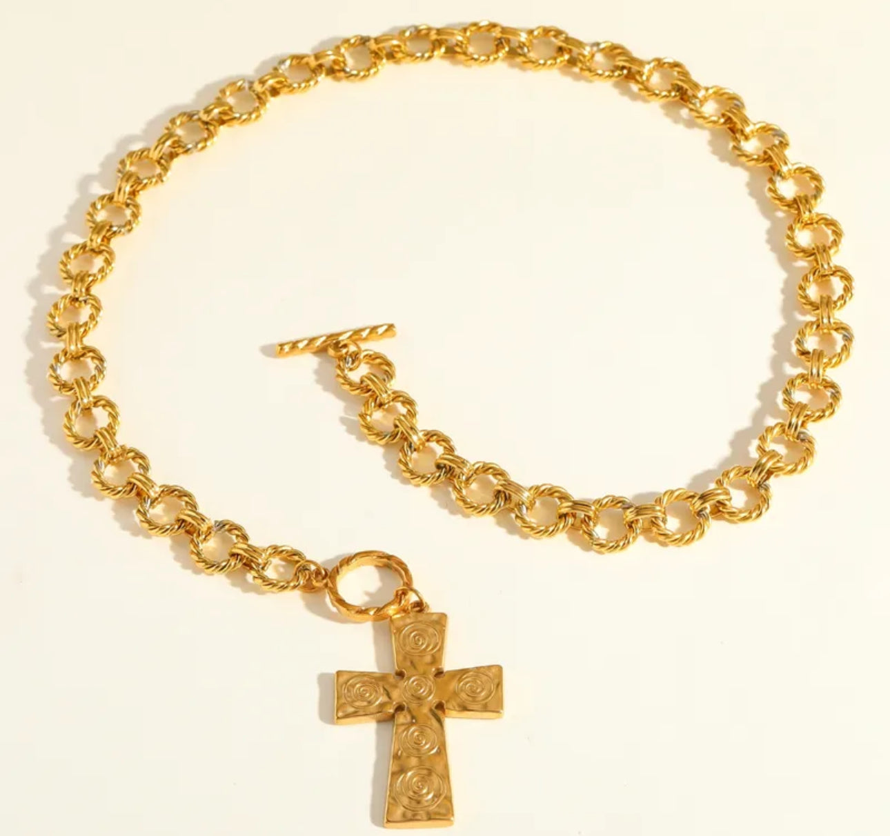 Luxury stainless steel 18k necklace cross