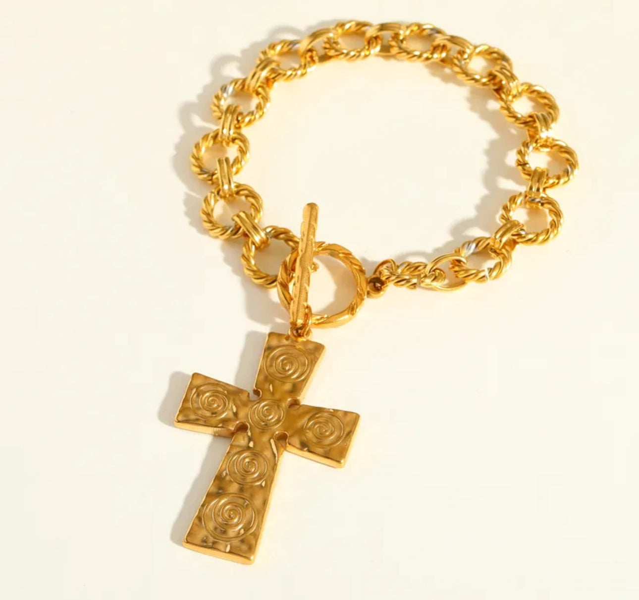 Luxury stainless steel 18k bracelet cross