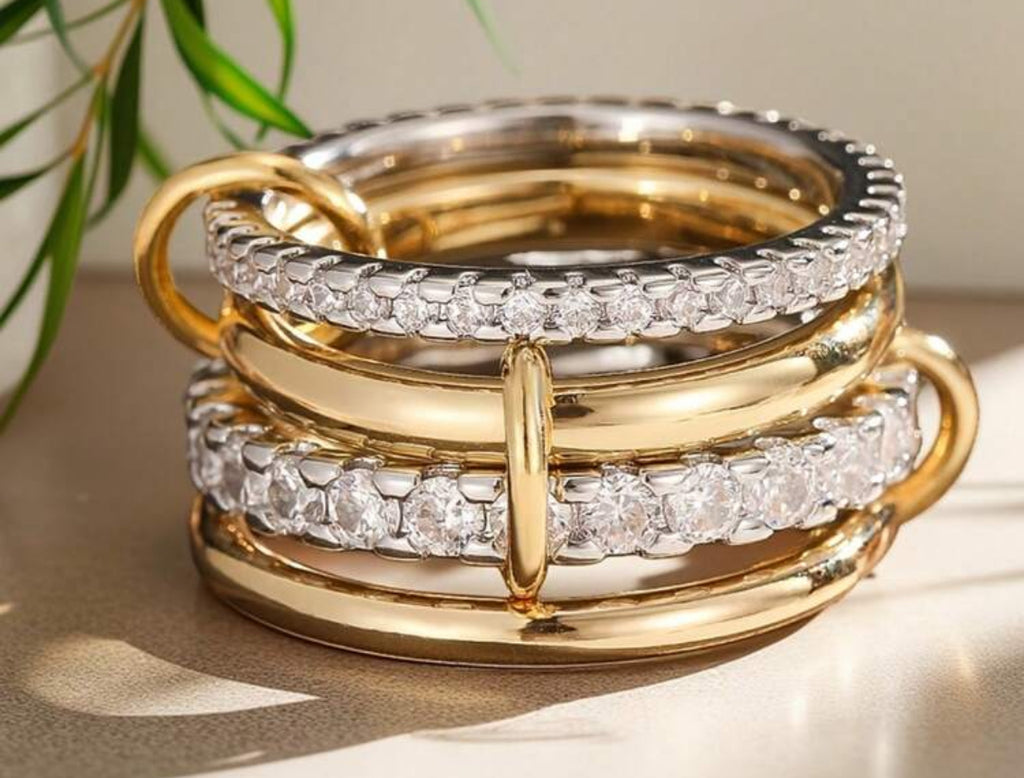 Ring multi layer 4 pcs gold with silver size 11/21