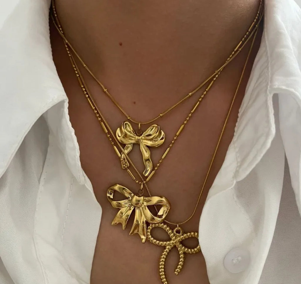 Bow knot 316 stainless steel necklace