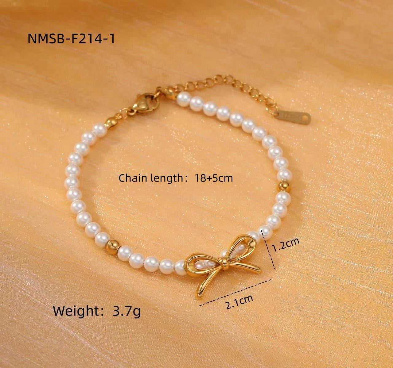 Stainless steel 18k bracelet gold pearl