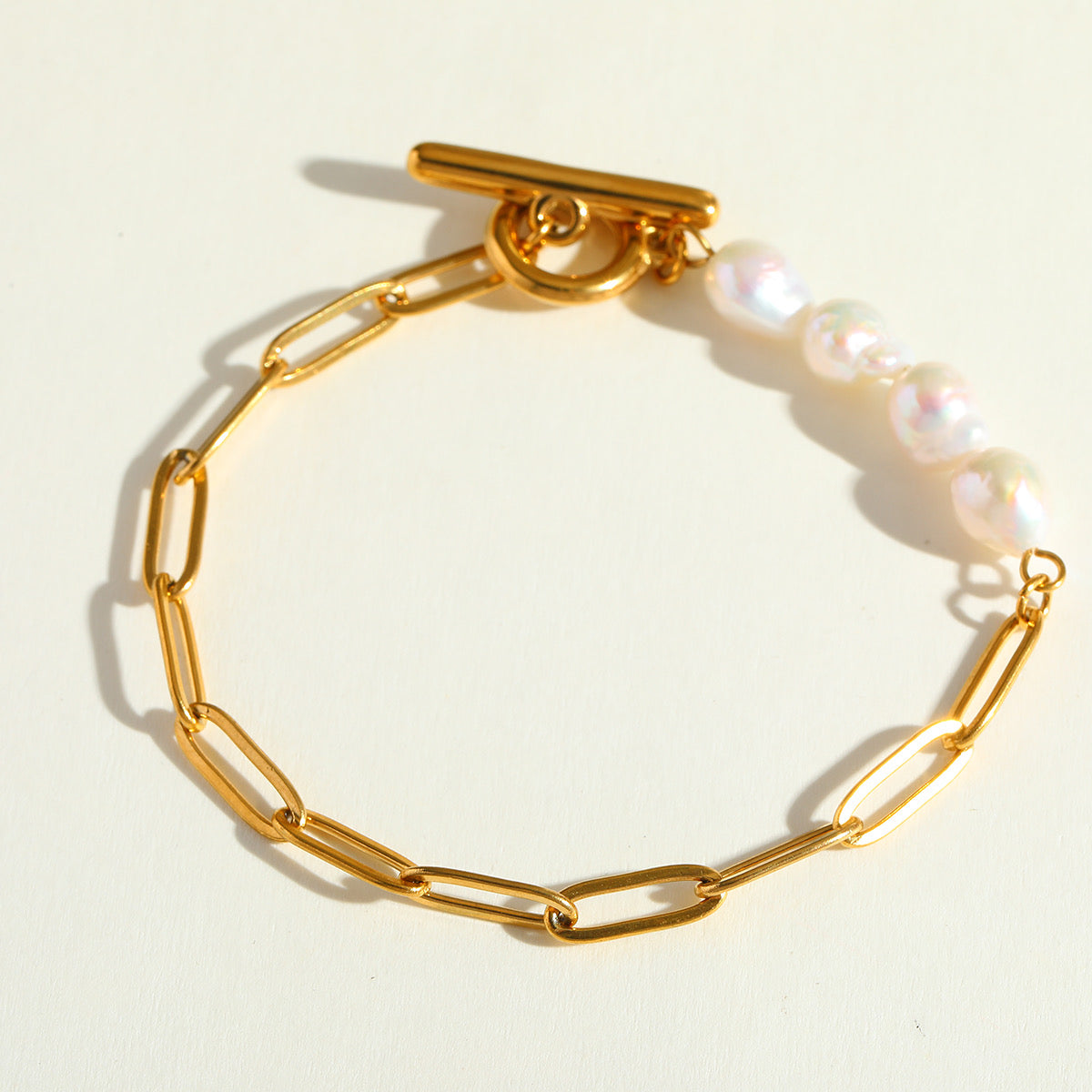 Stainless steel 18k set bracelet & necklace white