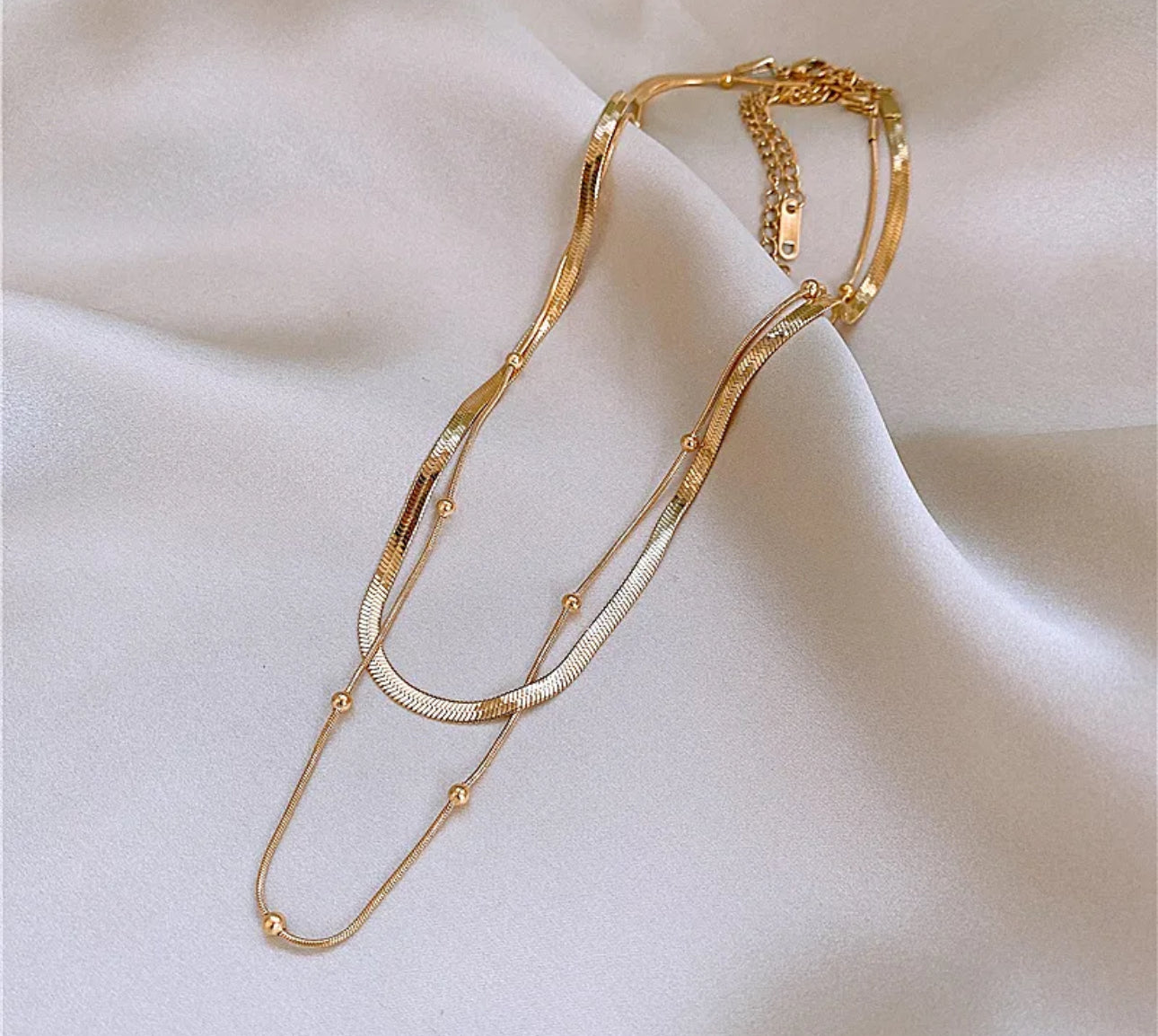 Necklace two layers gold stainless steel