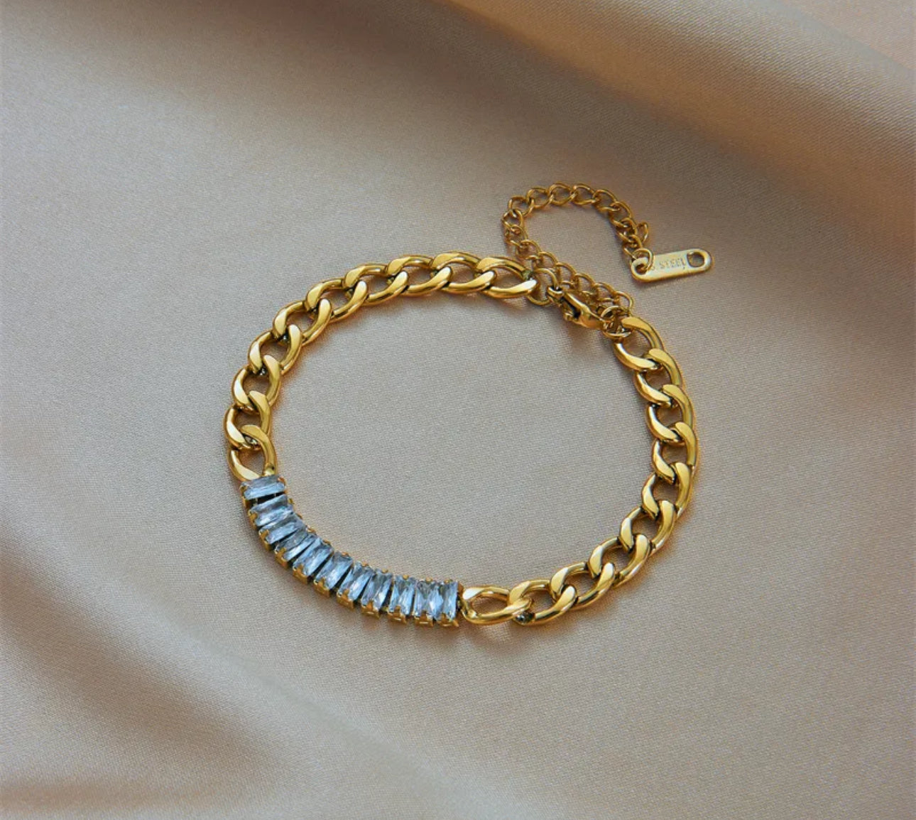 Fashion rectangle 304 stainless steel 18k gold bracelet