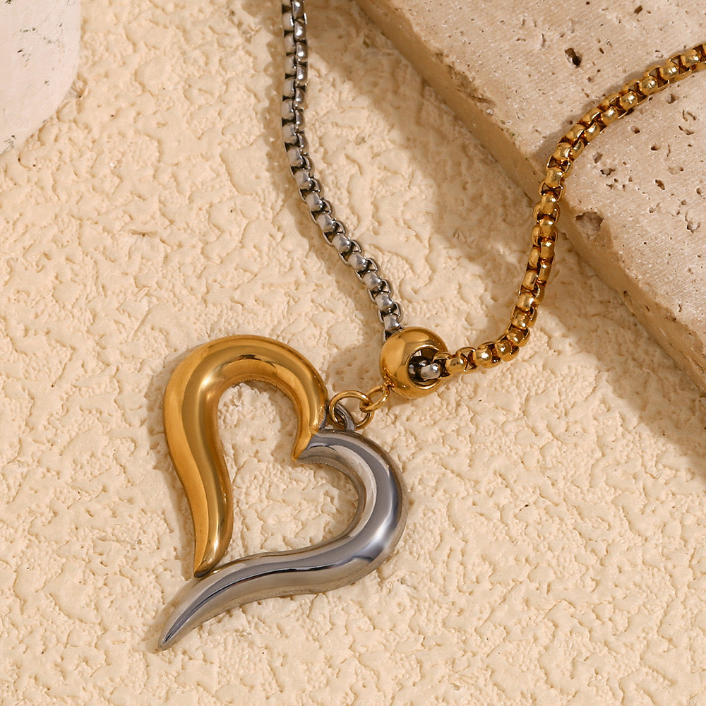 Stainless steel 18K necklace heart