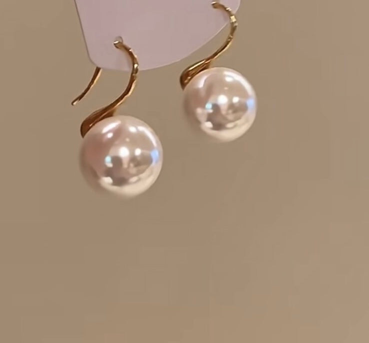 Earring gold with pearl casual stainless steel