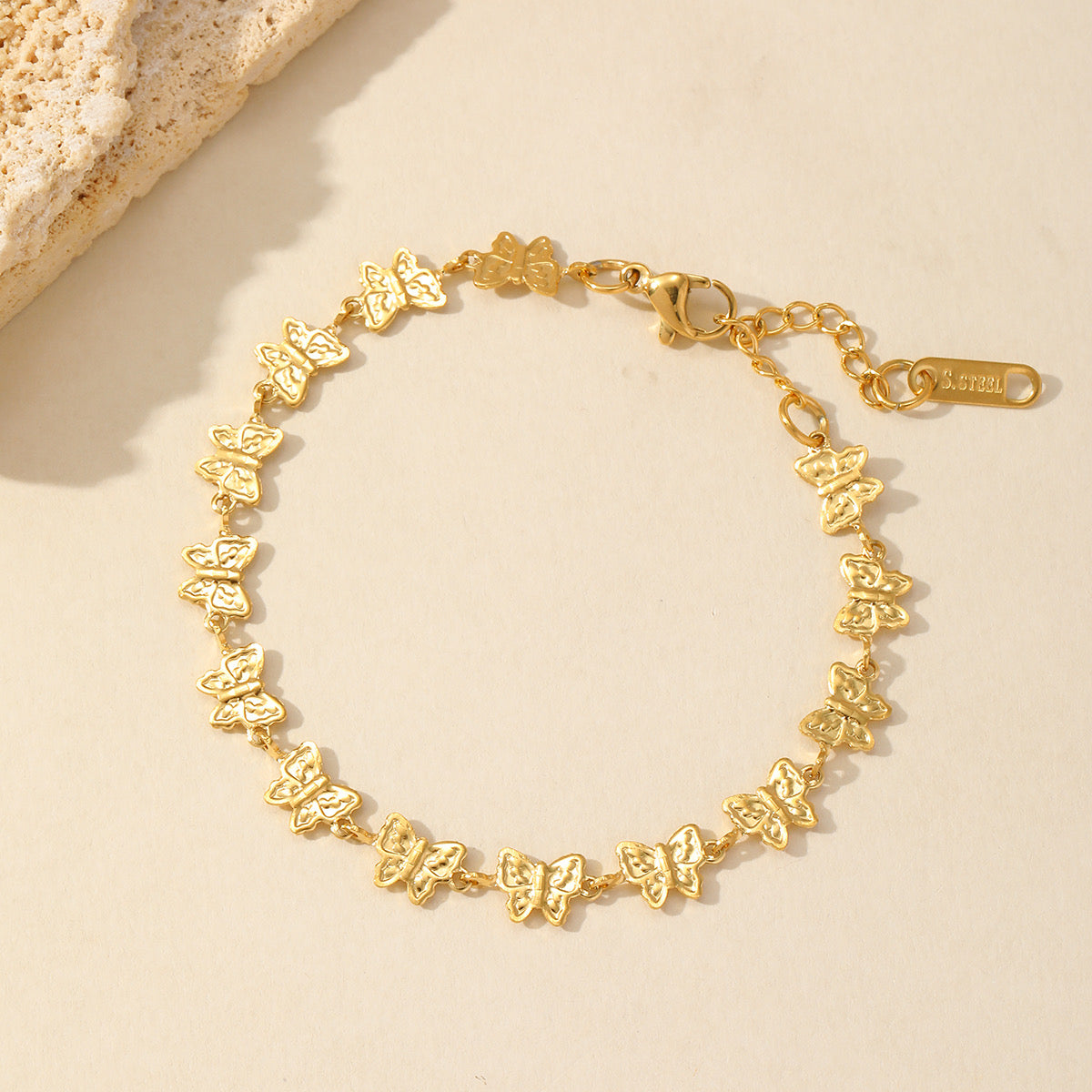 Stainless steel 18k bracelet gold butterfly