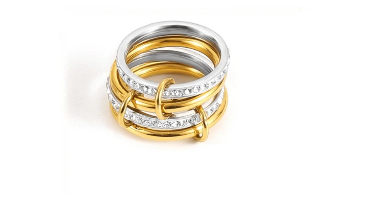 Stainless steel ring 4 layer size 8