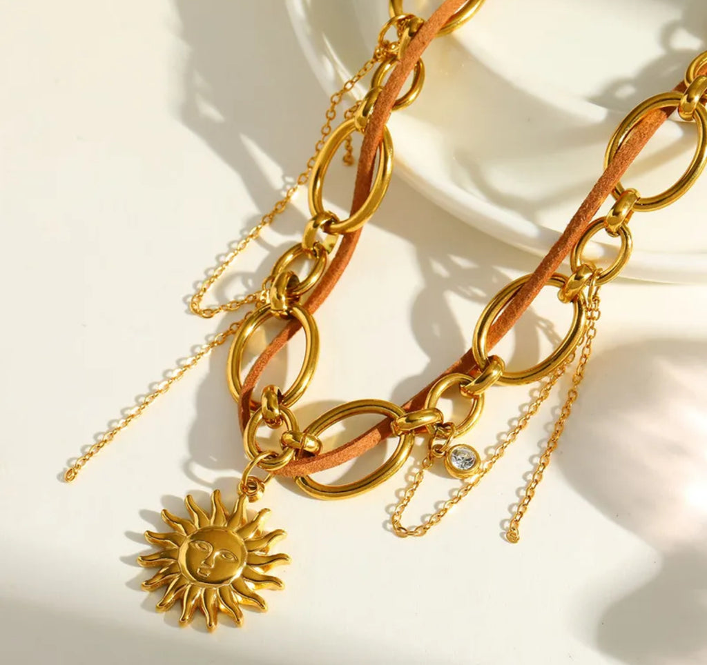 Romantic artistic stainless steel 18K orange /brown