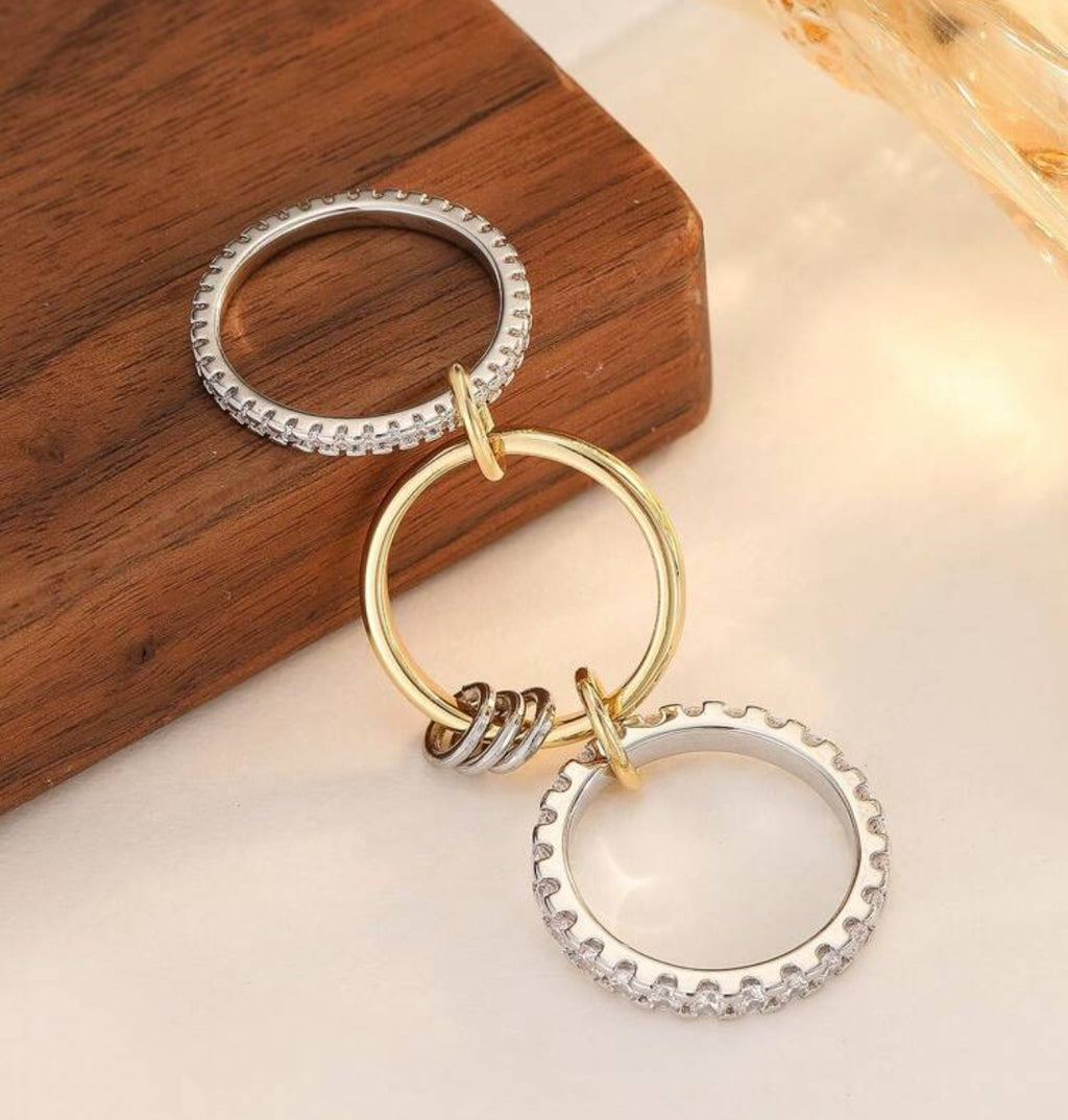 Stainless steel ring 3 layer size 8